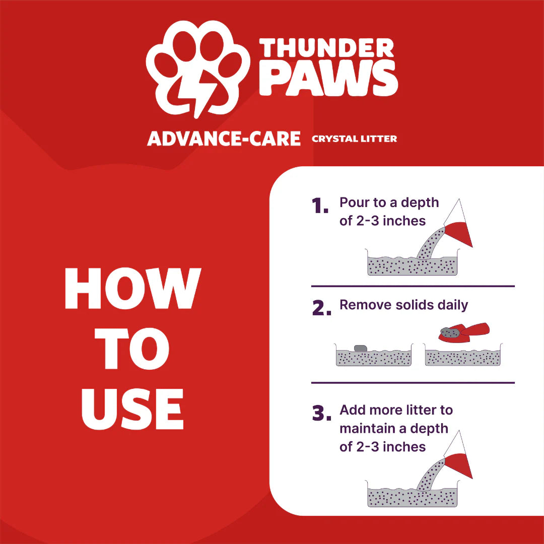Thunder Paws Advance Care Non-Clumping Crystal Unscented Cat Litter 5+1 Liter FREE