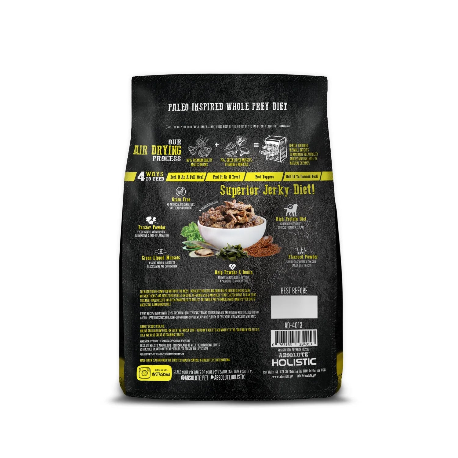 Absolute Holistic Air Dried Dog Food Lamb & Duck Confit 1kg