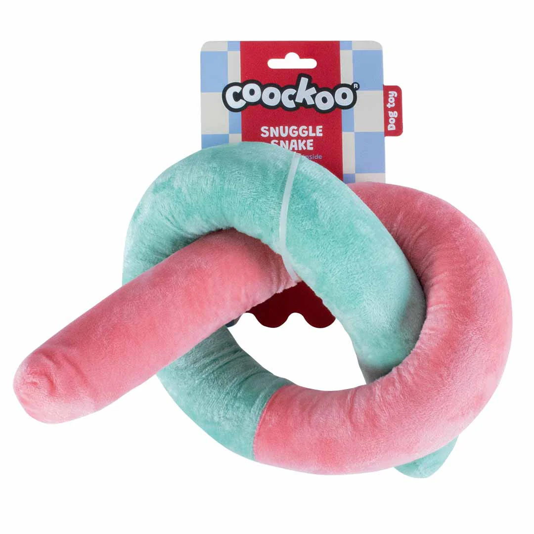 Ebi Coockoo Snuggle Snake Plush Dog Toy - Pink & Green