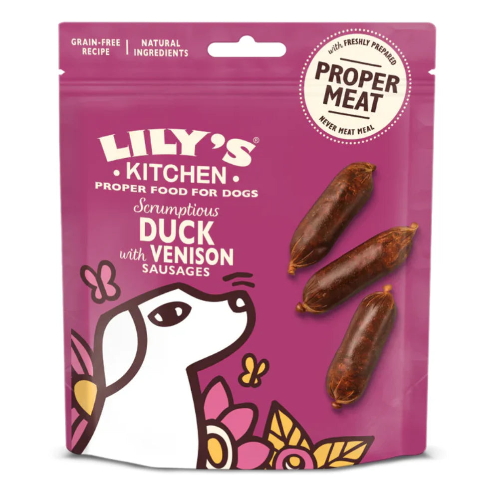 Lily's Kitchen Scrumptious Duck & Venison Sausages Dog Treats 70G