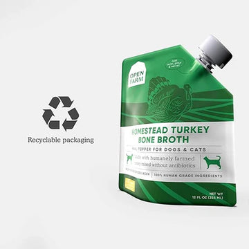 Open Farm Homestead Turkey Bone Broth Meal Topper for Dogs & Cats 12OZ