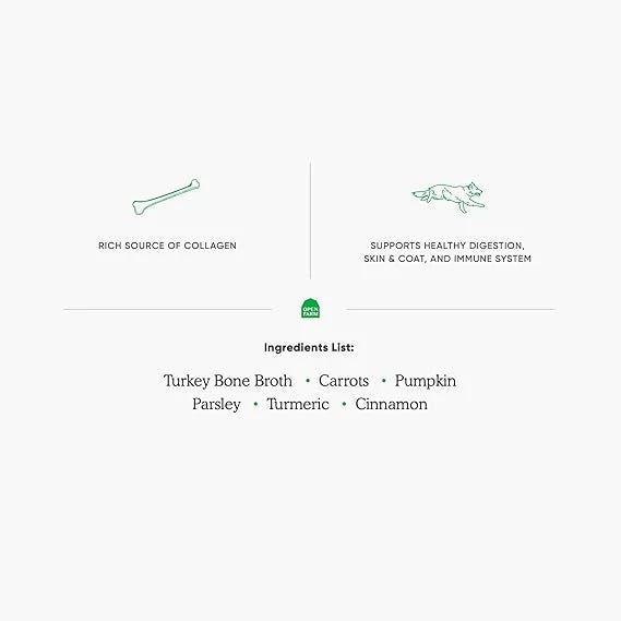 Open Farm Homestead Turkey Bone Broth Meal Topper for Dogs & Cats 12OZ