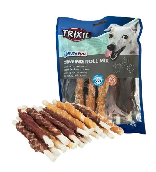 Trixie Denta Fun Chewing Roll Mix Dog Chew Treats 250G