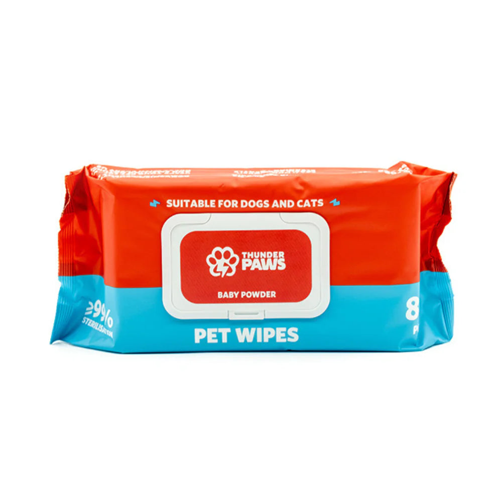 Thunder Paws Baby Powder Sanitary Pet Wipes Suitable for Cats and Dogs