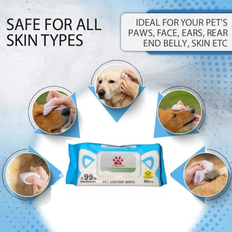 Thunder Paws Baby Powder Sanitary Pet Wipes Suitable for Cats and Dogs