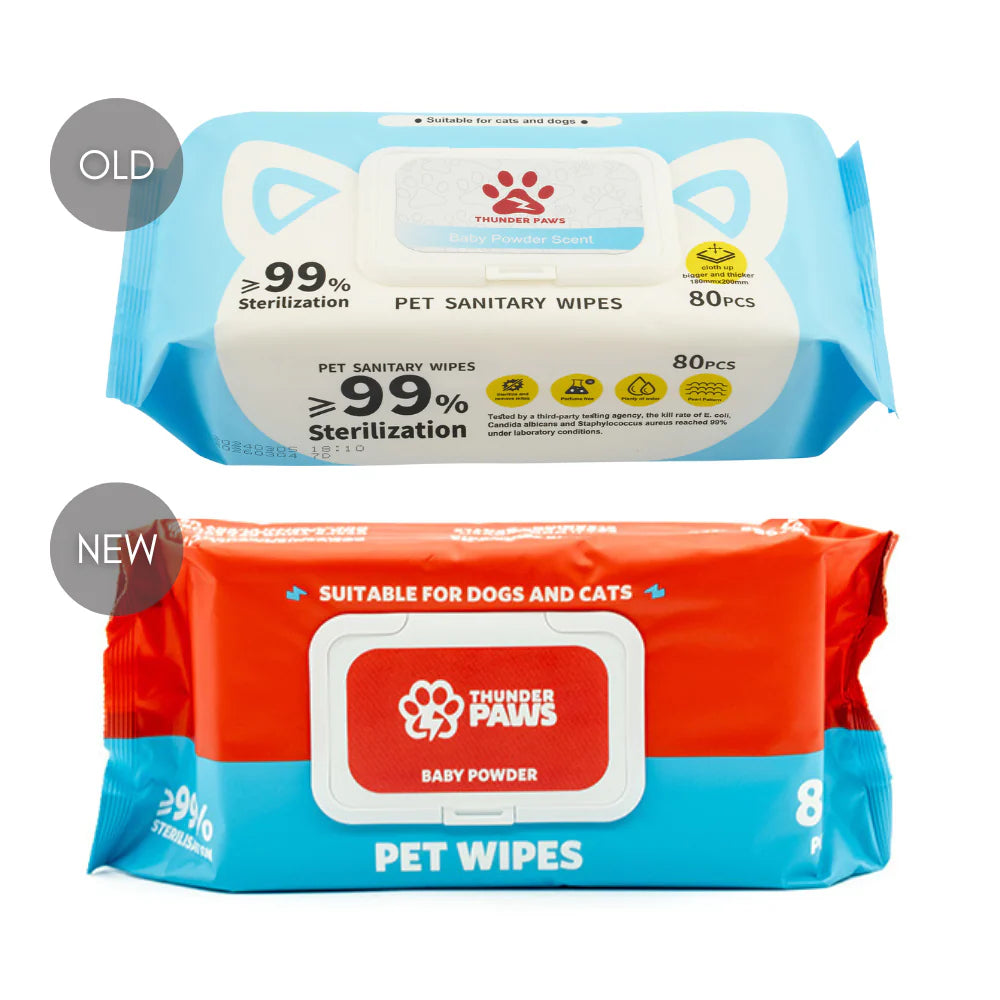 Thunder Paws Baby Powder Sanitary Pet Wipes Suitable for Cats and Dogs