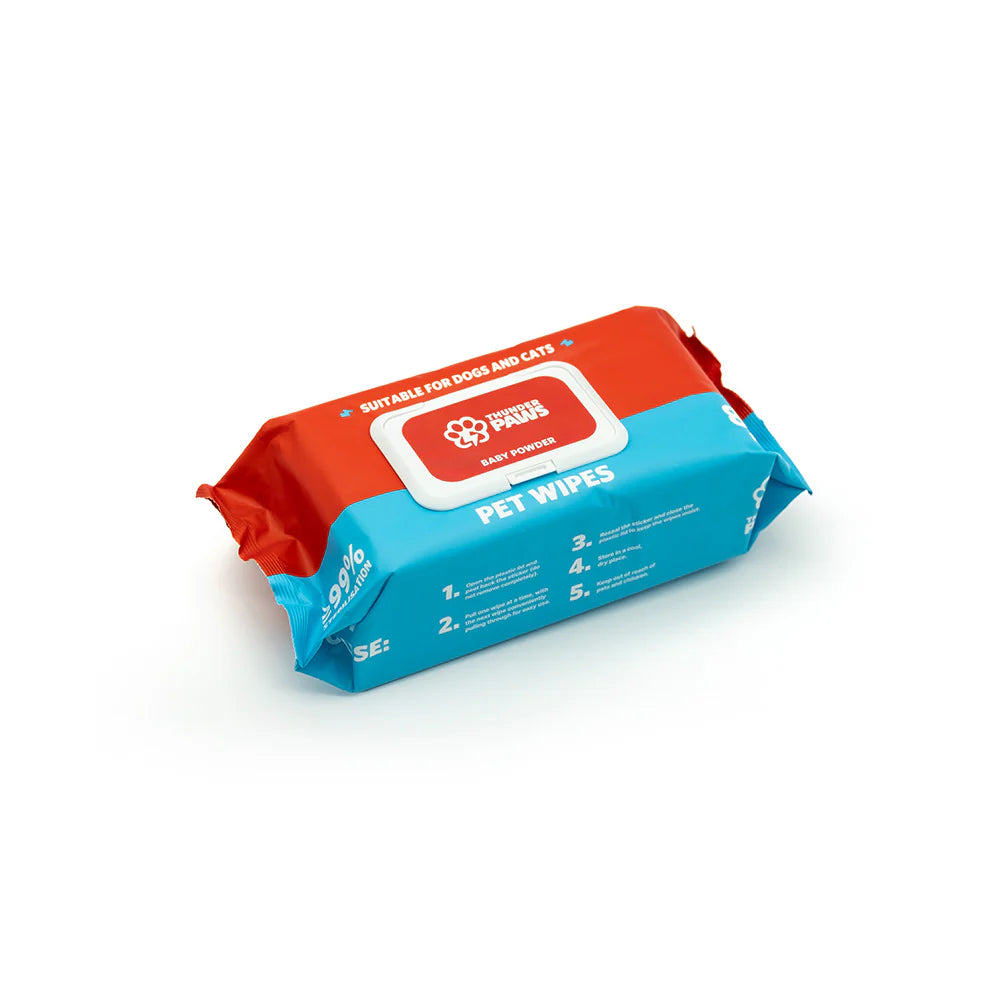 Thunder Paws Baby Powder Sanitary Pet Wipes Suitable for Cats and Dogs