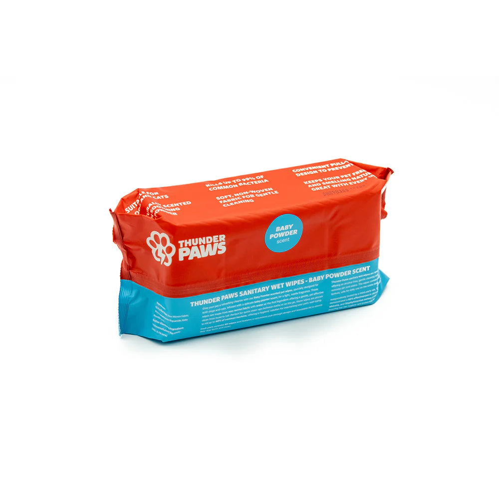 Thunder Paws Baby Powder Sanitary Pet Wipes Suitable for Cats and Dogs