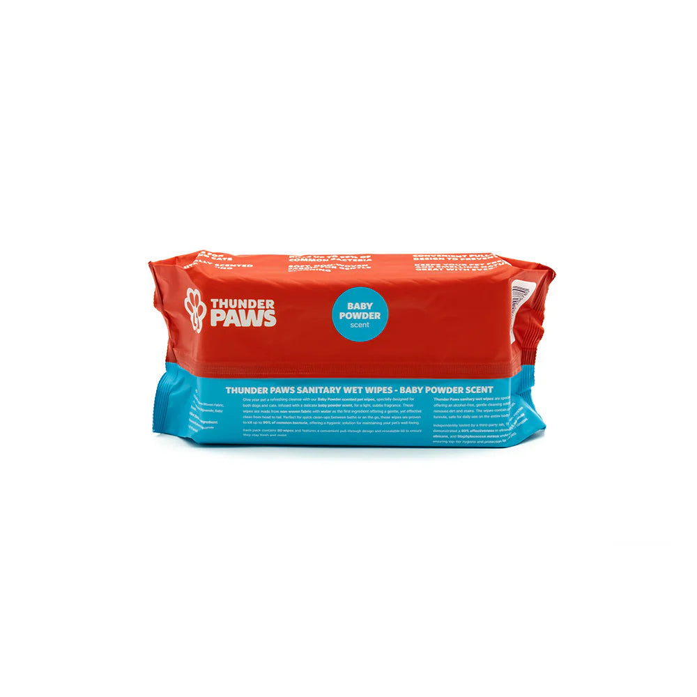 Thunder Paws Baby Powder Sanitary Pet Wipes Suitable for Cats and Dogs