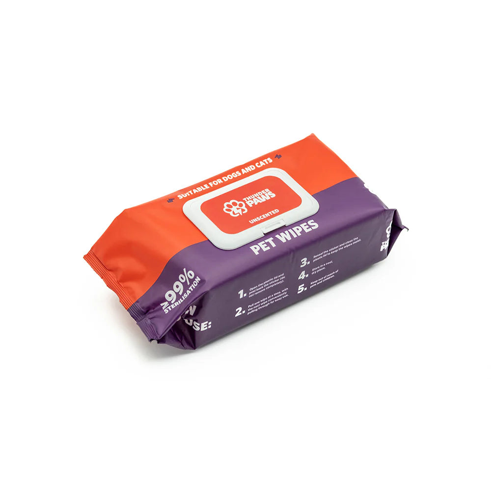 Thunder Paws Unscented Sanitary Pet Wipes Suitable for Cats and Dogs