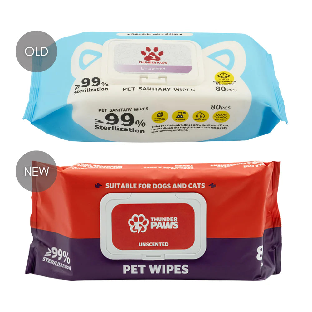 Thunder Paws Unscented Sanitary Pet Wipes Suitable for Cats and Dogs