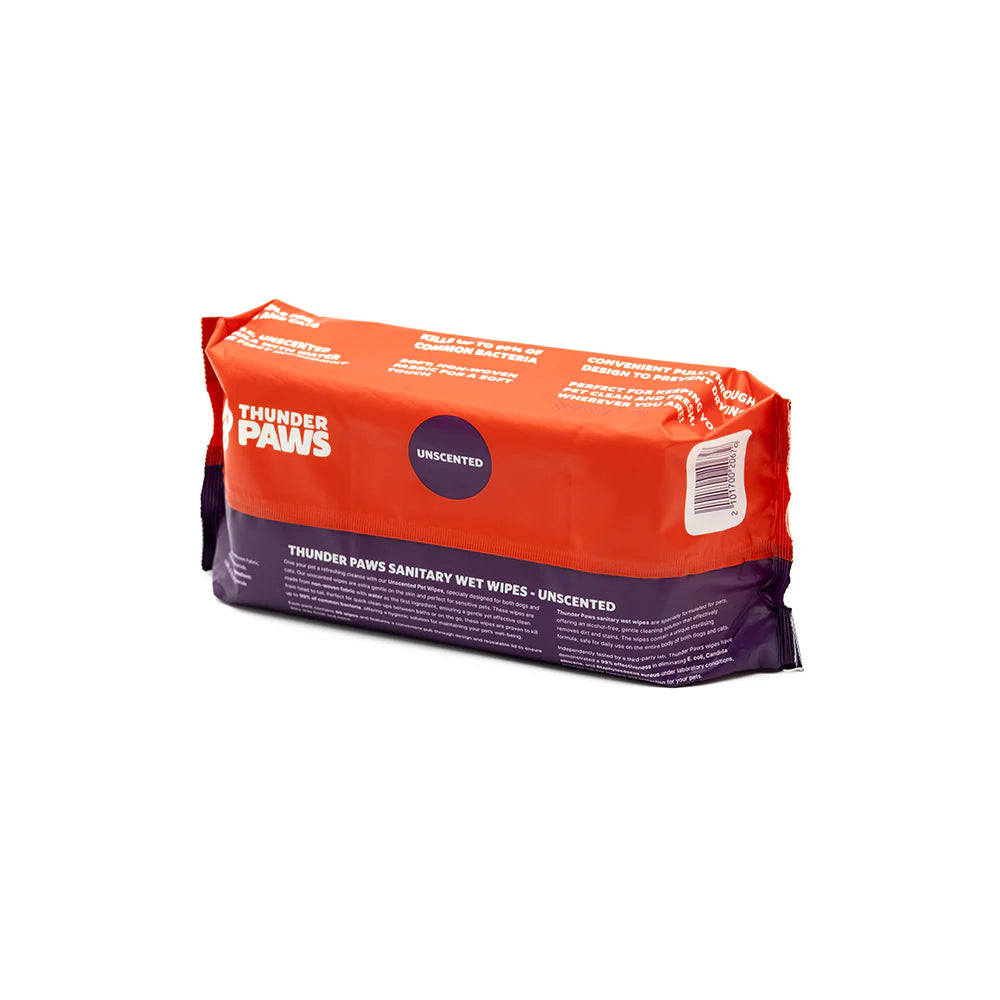 Thunder Paws Unscented Sanitary Pet Wipes Suitable for Cats and Dogs
