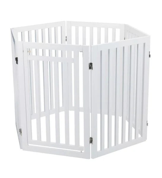 Trixie White Wooden 4-Part Barrier with Door for Dogs