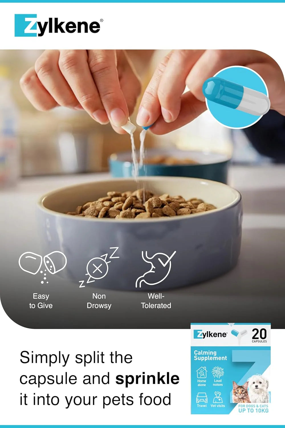 Vetoquinol Zylkene Supplement for Small Dogs & Cats 10 Capsules 75mg