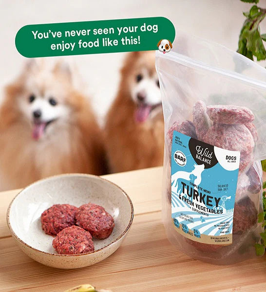 Wild Balance Complete BARF Menu Turkey Raw Food for Dogs 1KG