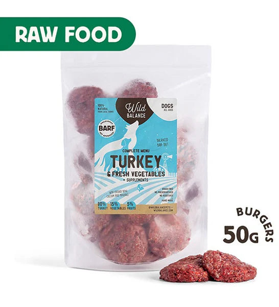 Wild Balance Complete BARF Menu Turkey Raw Food for Dogs 1KG