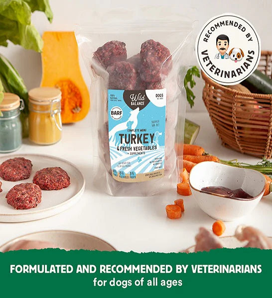 Wild Balance Complete BARF Menu Turkey Raw Food for Dogs 1KG