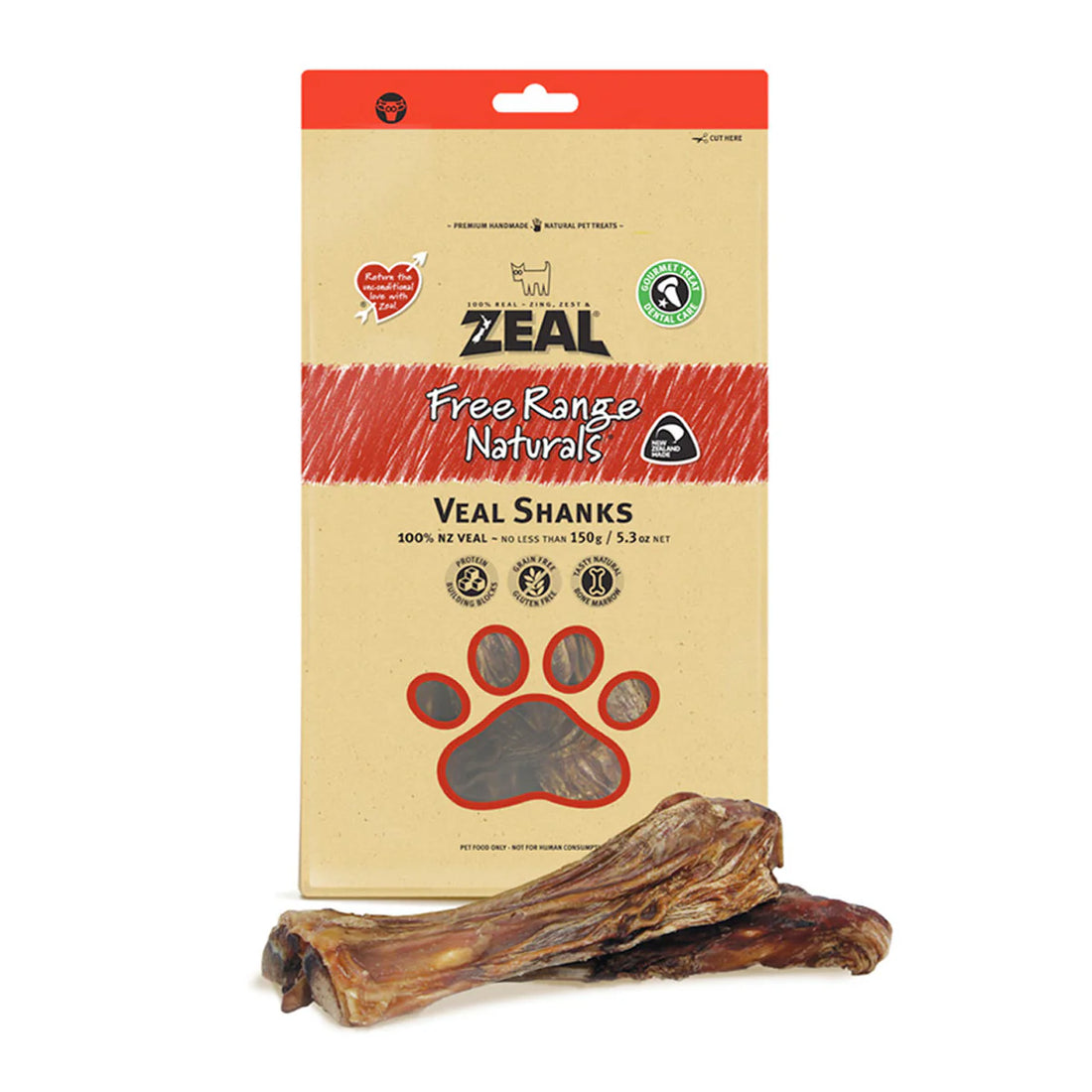 Zeal Pet Food Free Range Naturals Veal Shanks Dog Treats 150G