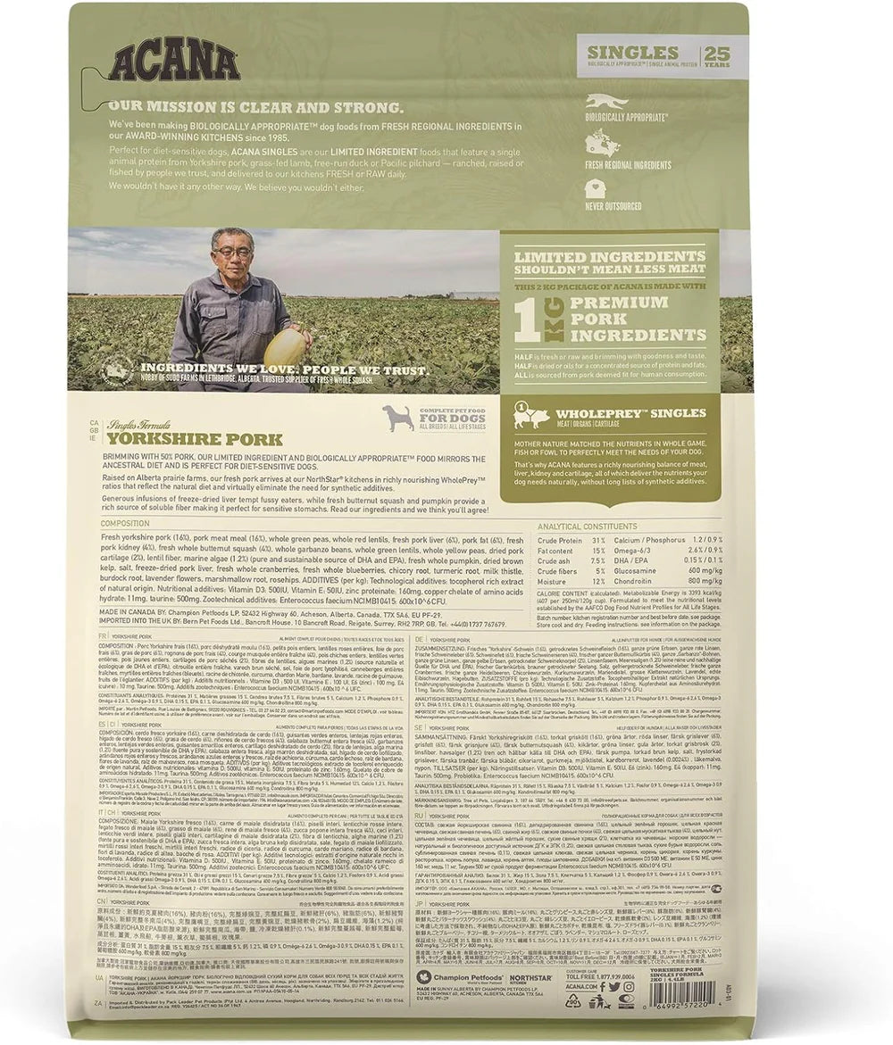 Acana Yorkshire Pork Dog Grain-Free Dry Food 2KG